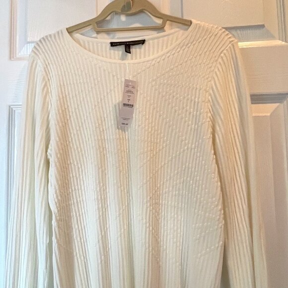 White House Black Market Sweaters - White House Black Market Ribbed Knit Fitted Sweater.  White.  Size: Large . NWT